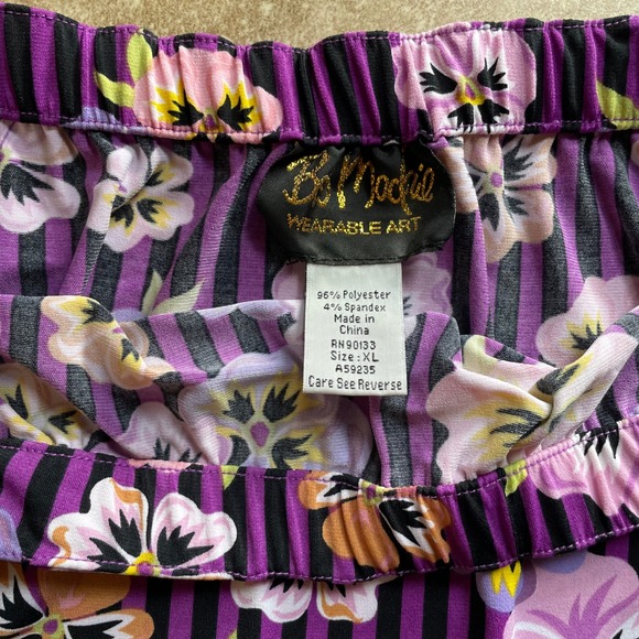 Bob Mackie Wearable Art Floral 2 Piece Set top skirt‎ pansie Purple Striped XL - Picture 8 of 11
